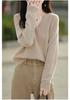 Women's Casual Wool Sweater - Half-Open Neck, Loose Fit, Pure Color, Perfect for Fall and Winter