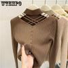 Women Out Half High Neckline Knitted Sweater for Women's Fit and Versatile Sweater Long Sleeve Short Tops