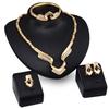 Women's Stylish Banquet Party Alloy Choker Necklace Bracelet Ring Earrings Set