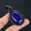 Синий сапфир драгоценный камень ручной работы из чистой медной проволоки обернутый кулон ювелирные изделия на День памяти