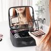 LED Mirror Large Capacity Multi Compartments Portable Travel Makeup Bag Artists Cosmetic Organizer Outdoor Use