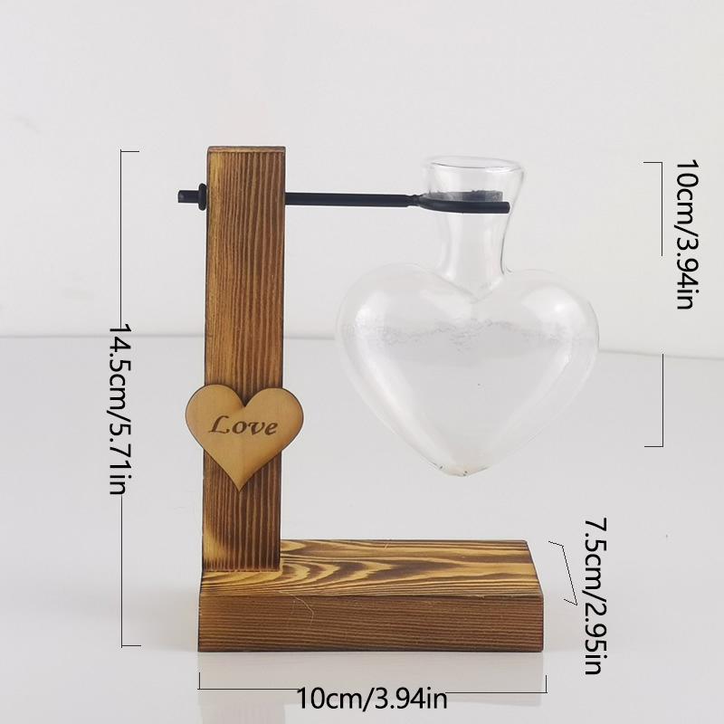 Creative Wooden Frame Hydroponic Vase Green Plant Transparent Glass Flower Arrangement Container Desktop Decoration Home Decoration