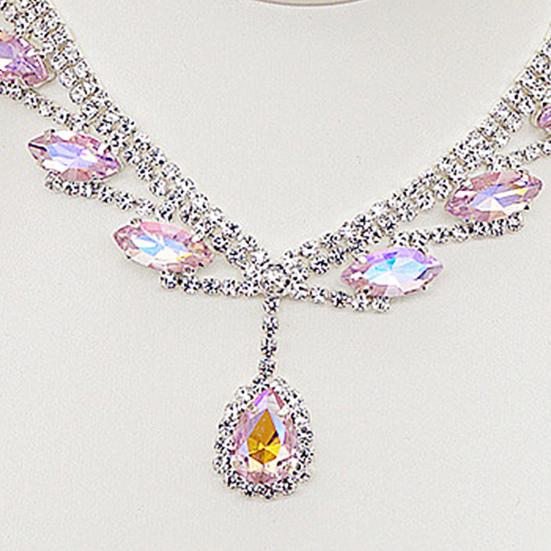 1 Set Bridal Jewelry Set Shiny Decoration Female Trendy Lightweight Sparkling Clavicle Chain Earrings for Banquet