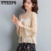 Summer Short Jacket with Thin Shawl and Hollowed Out Air Conditioning Shirt Ice Silk Knitted Cardigan for Women