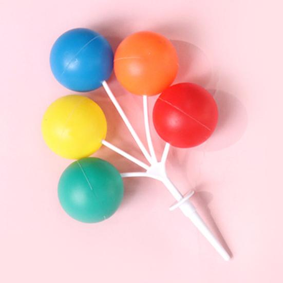 Разноцветные Мини-Шарики Топперы для Торта Пластиковые Шпажки с Шариками 5 Шариков Украшение для Десертов и Капкейков на День Рождения Свадебное Торжество