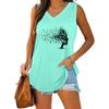 Women Fashion V Neck Tank Top Summer Casual Printed Sleeveless Top