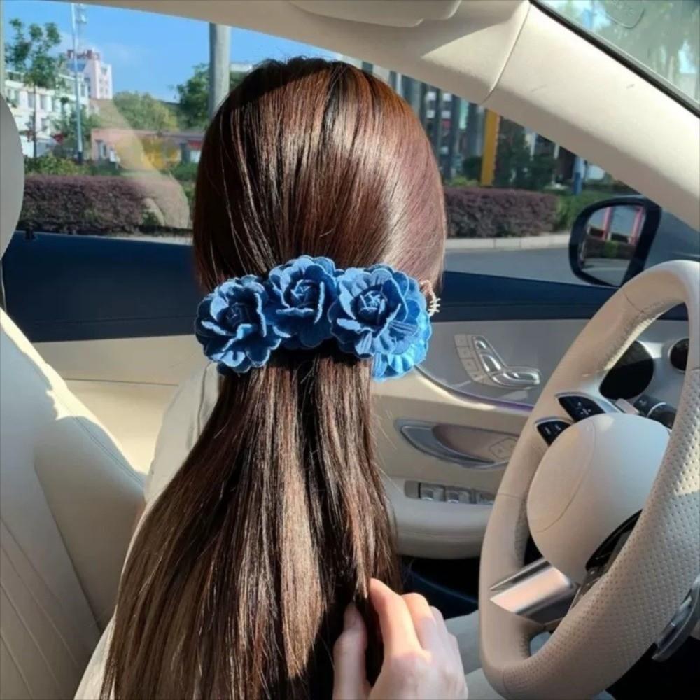 Камелия Женская Вертикальная Заколка Корейский Стиль Цветочная Плетеная Заколка для Волос Цветок Заколки-бананы Девочки