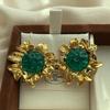 Gold Retro-Textured Flower Earrings, Earrings, Court Luxury Aura, Exquisite And Versatile High-End Personalized Earrings.