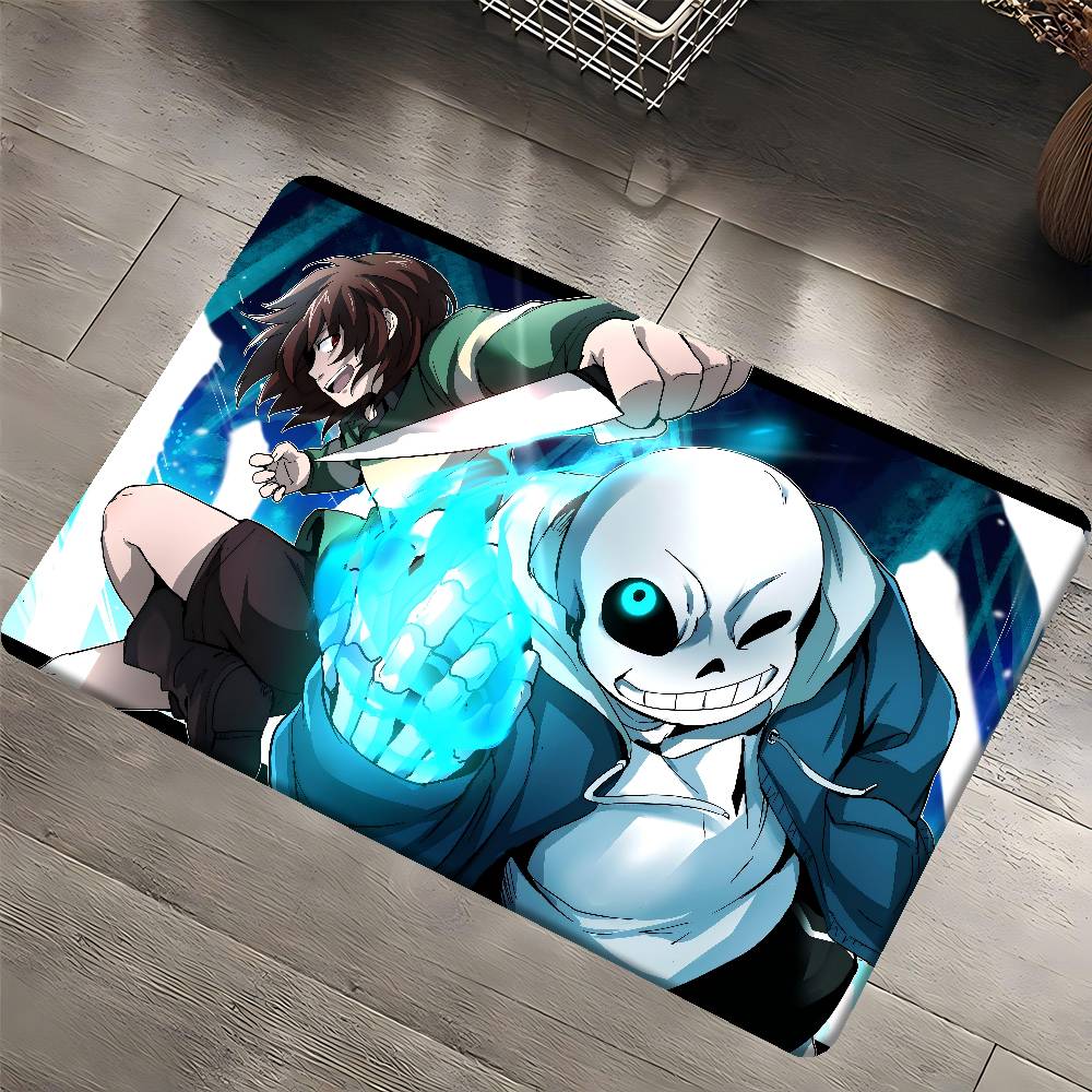 Мультяшный U-Undertale Коврик для ванной Нескользящий Впитывающий воду Длинный Полосатый Подушка Коврик для спальни Приветственный придверный коврик
