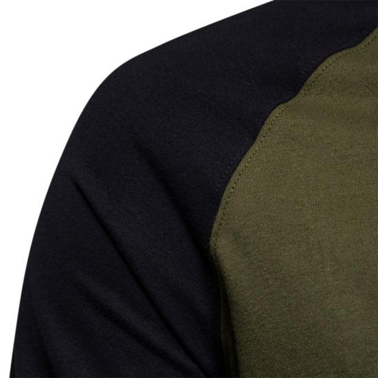 Autumn Winter Men Bottoming Top Slim Fit Patchwork O Neck Pullover Stretchy Long Sleeves