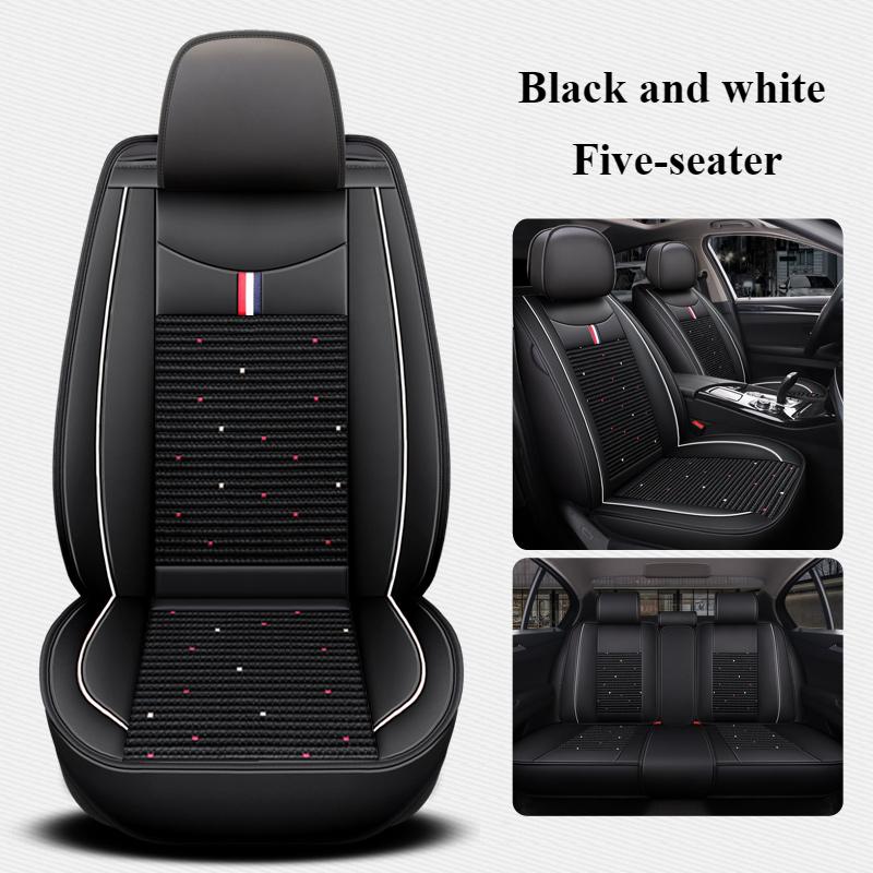 Высококачественные кожаные и ледяного шелка 3D чехлы на сиденья автомобиля с полным покрытием на 5 мест - Универсальная посадка, Дышащие, Противоскользящие, Легко установить