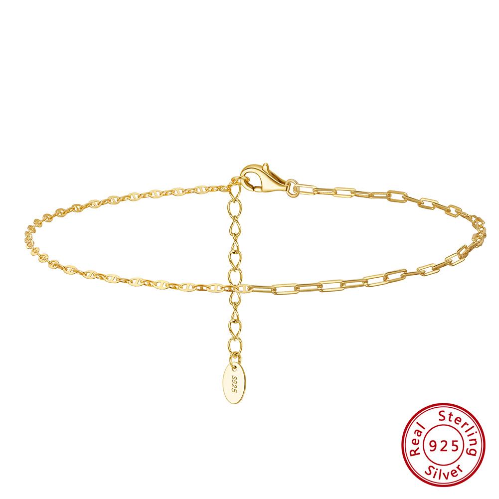 ORSA JEWELS 14-каратное золото 1,2 мм итальянская кубинская цепочка для женщин из стерлингового серебра 925 пробы изысканный летний пляжный браслет для ног SA43