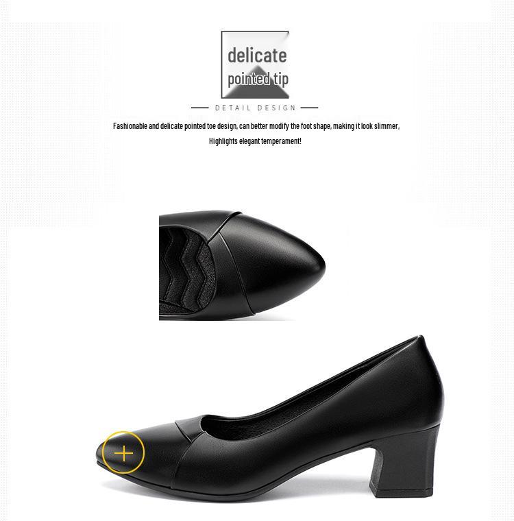 Весна и Осень 2022 Туфли на массивном каблуке из мягкой кожи для мам - Удобные туфли с низким вырезом для женщин среднего и пожилого возраста