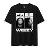 Футболка с графическим принтом рэпера Lil Wayne FREE WEEZY Мужская Хип-хоп Винтажная Готическая Футболка 100% Хлопок Оверсайз Футболка Тренд Уличная Одежда