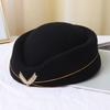 Ear Of Wheat Wool Airline Uniform Caps Felt Beanie Hats Stewardess Berets Hat Air Hostesses Hats