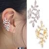 1 Pc Women Punk Earring Rhinestone Leaf Ear Cuff Clip Ear Stud Jewelry Charm ARI