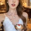 Ожерелье из ленты в корейском стиле в балетном стиле со звездой Y2K, колье с подвеской в ​​виде любви, цепочка на ключицы, студенческая цепочка