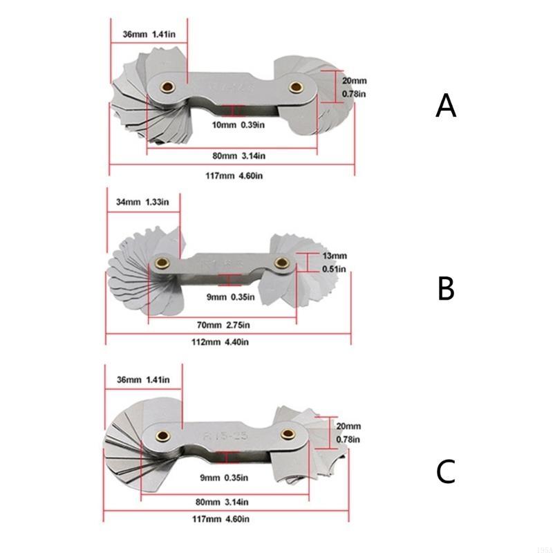 Radius Template R Gauge R1-6.5 R7-14.5 R15-25 Radius Gage Plate Fillet Gaug External Internal Concave Convex Arc Measuring Tools