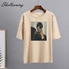 Shellsuning Oversized 100% Cotton Streetwear Tops Harajuku Printing T Shirt Women Summer Casual Loose Short Sleeve Tees Female