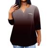 Women's Fashionable Casual Three Quarter Sleeve Printed V Neck Pullover 4/3 Sleeve Top