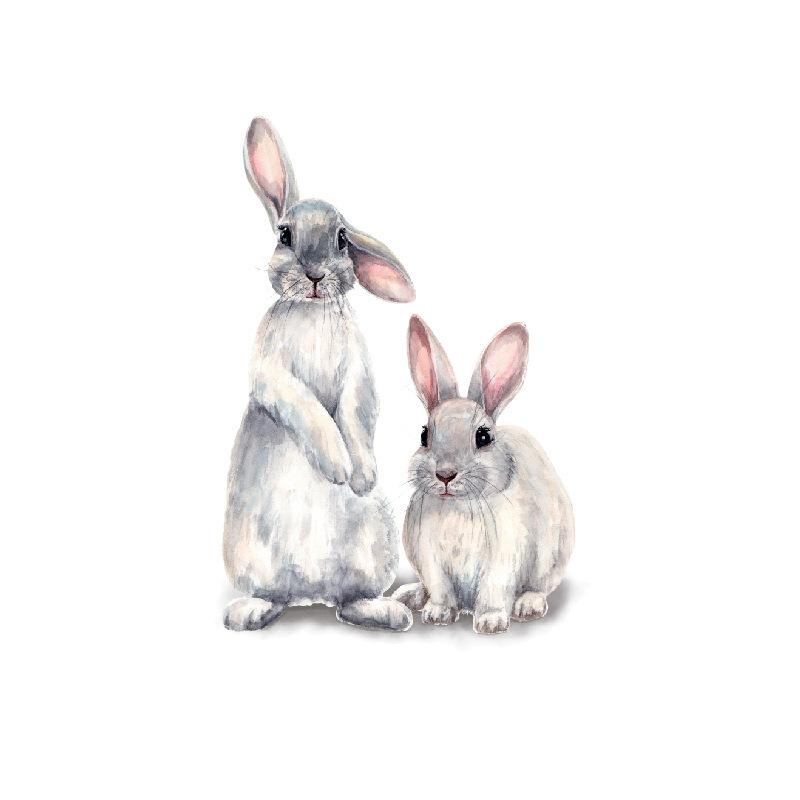 Two Cute Rabbits Wall Stickers Children's Kids Room Home Decoration Removable Wallpaper Living Room Bedroom Mural Bunny Decals 2025