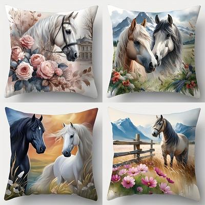 Наволочка с односторонним принтом Art Horse, Элегантный чехол для подушки для дивана, гостиной, Декоративная наволочка для подушки для спальни, прикроватной тумбочки