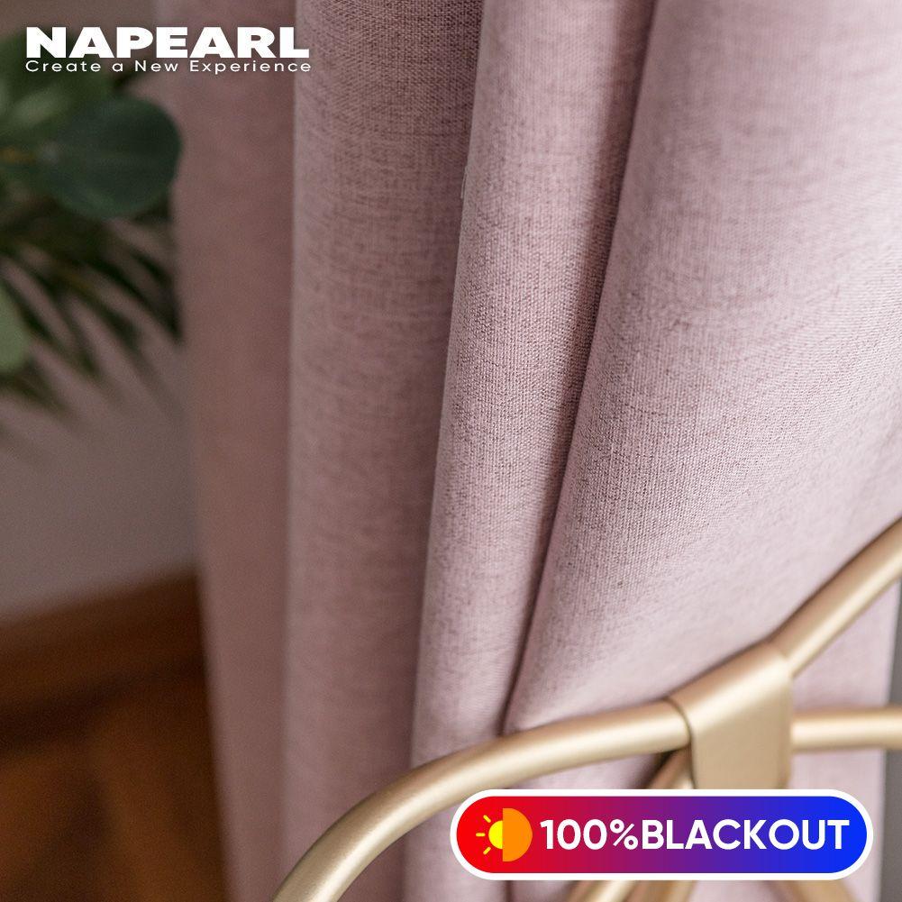 1 шт. NAPEARL 100% затемняющие однотонные льняные занавески для спальни, современные шторы кольцевого типа, занавески для гостиной, домашний декор