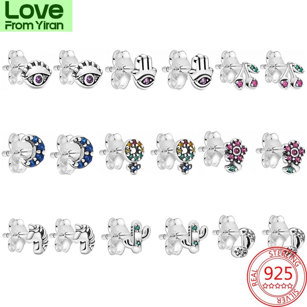 Распродажа 925 пробы стерлингового серебра много стилей циркония серьги девушки ежедневного знакомства простые серьги день рождения модные ювелирные изделия подарки