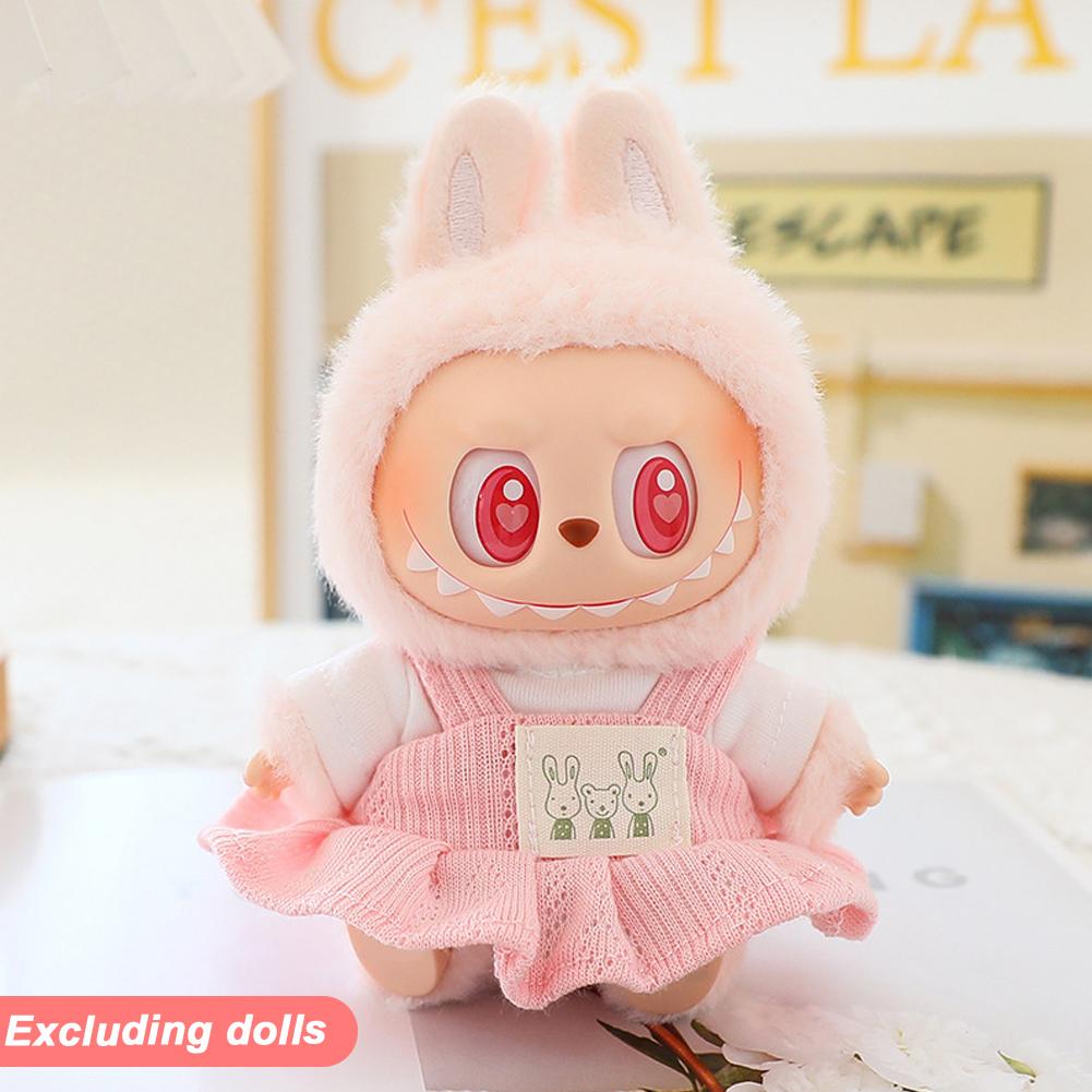 For 17cm Labubu Doll Clothes Fashion Dress Overalls Doll Clothes Color Match Hoodies Dolls Accessories Cute Decoration Little Clothes