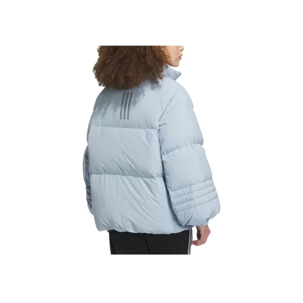 Adidas A-Line Shaped Down Jacket 600 Fill Power Pure Color Loose Long Sleeve Women Outerwear Blue IL8914