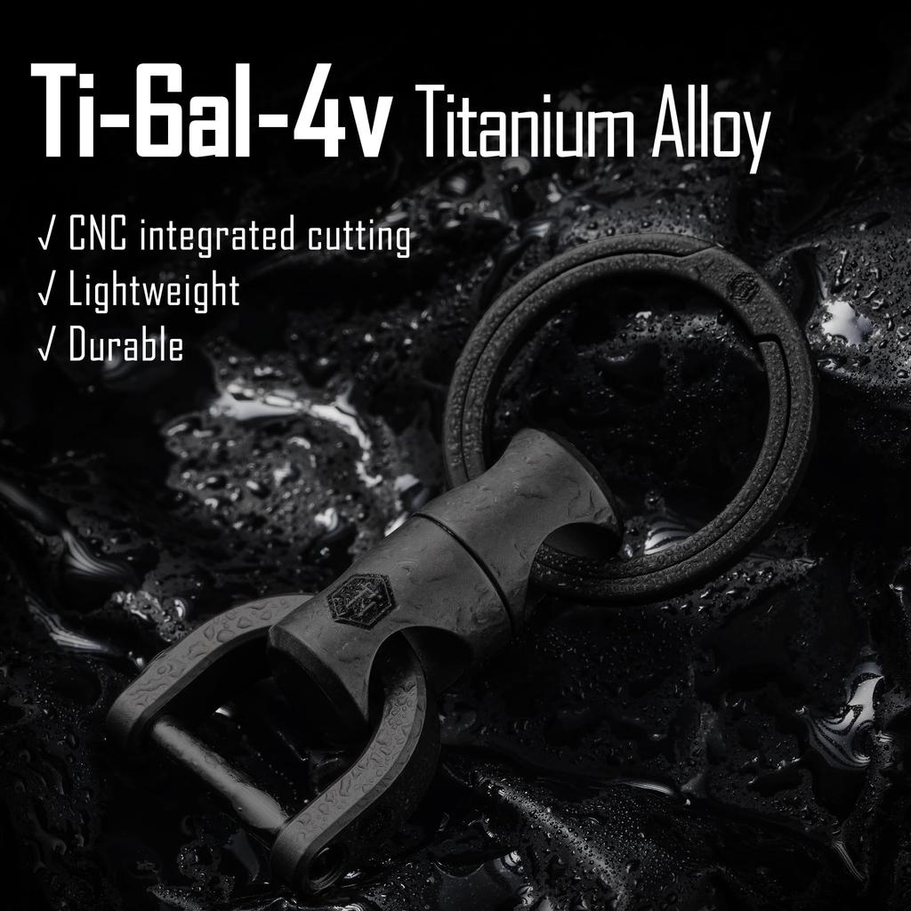 KeyUnity KM13 BK Титановый брелок для ключей с вращающимся быстросъемным соединителем 360°, Неразделяемый, С кольцом, Легкий, Компактный,