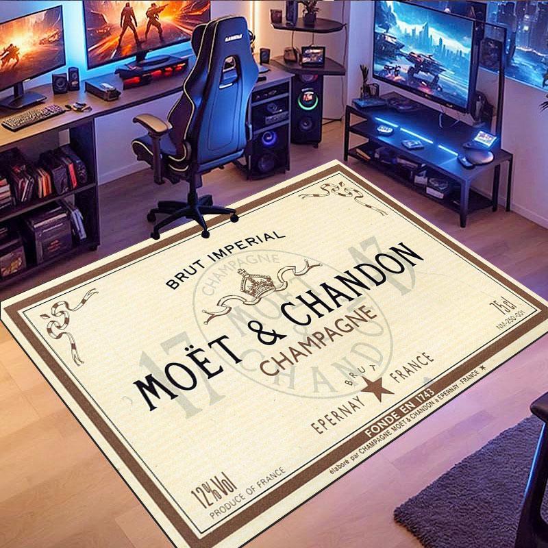 Ковер на тему Moët & Chandon, подходит для гостиной, спальни, игровой комнаты, компьютерной комнаты и домашнего декора.