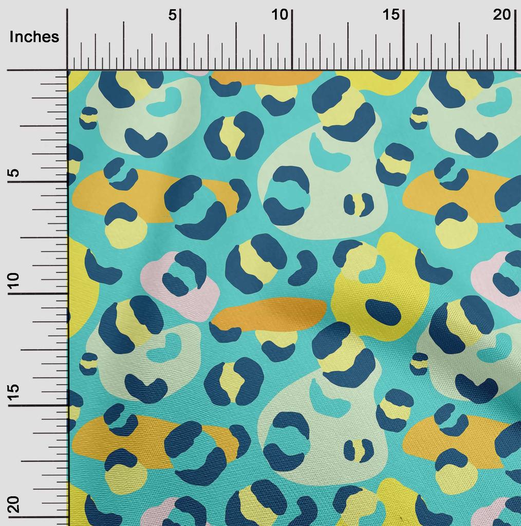 oneOone Cotton Poplin Aquamarine Green Fabric Animal Skin Quilting Supplies Print Sewing Fabric By The Yard 42 Inch