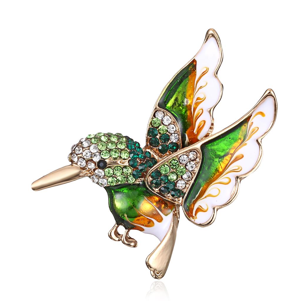 Rinhoo Enamel Flying Hummingbird Brooch Pins Women Animal Little Birds Tree Branch Eagle Rhinestone Badge Party Gifts Jewelry