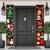 Merry Christmas Door Banner Bunting Plaid Cartoon Element 1 Pair 30x180cm Indoor Outdoor Decor