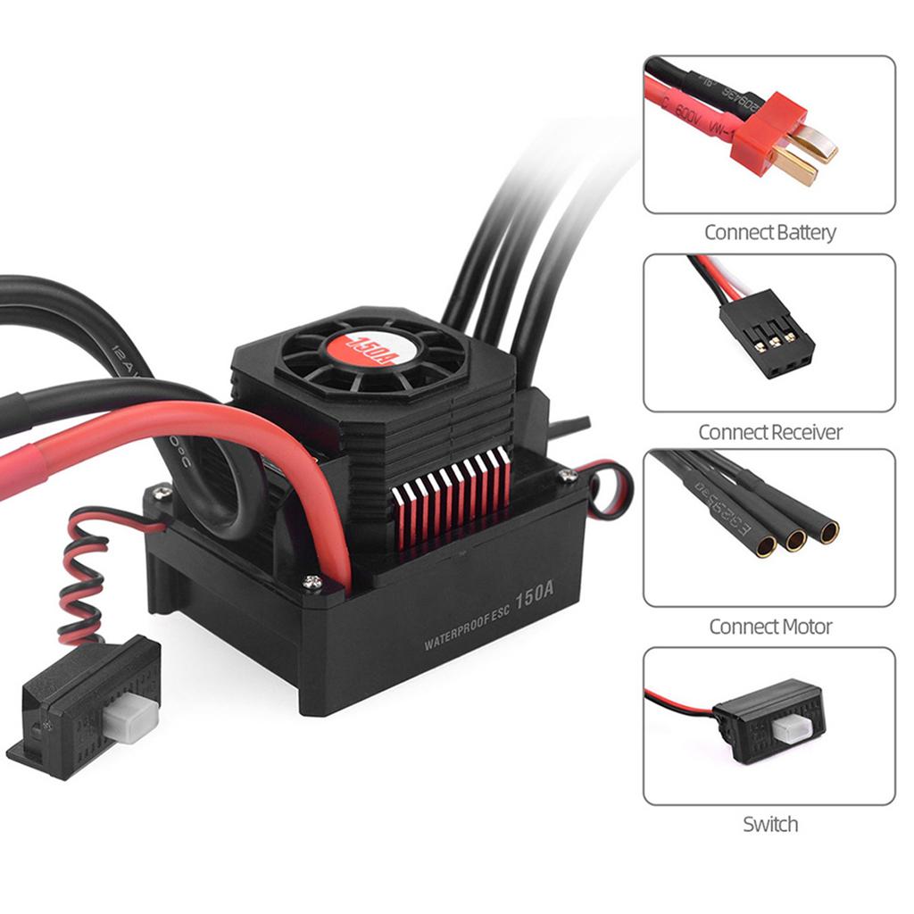 SURPASS HOBBY 150A Brushless ESC Waterproof Electric Speed Controller for 1 8 RC Truck Off road Car
