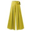 Women Skirt Pants Wide Leg Lace-up Bow High Waist Loose Solid Color A-Big Hem Deep Crotch Full Length Casual Dance Performance Culottes Long Trousers