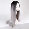 Synthetic Pink Long Straight Wig for Women Middle Part Wig with Dark Root Cosplay Party Halloween Lolita Heat Resistant