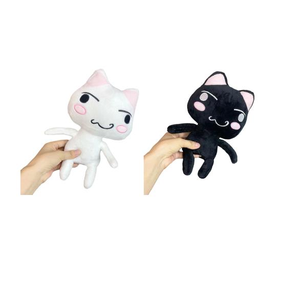 Cartoon Mascot Inouetoro Cat Plush Toy Cute White/Black Kitten Doll Plushies Ornament Soft Stuffed Animal Toy for Children Fans Birthday Gift
