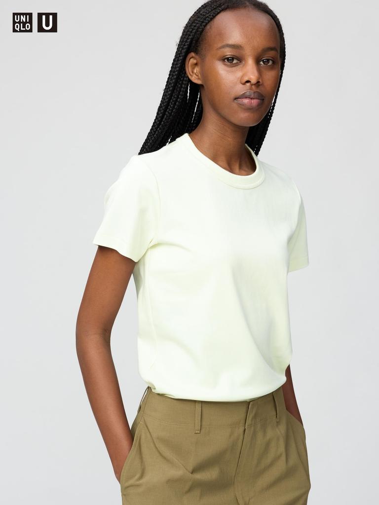 Uniqlo 483456 Женская футболка с круглым вырезом с коротким рукавом Базовый повседневный топ Япония