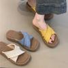 Ethnic Cool Slippers 2025 New Summer Vintage Woven Cross Bohemian Student Flat Roman Shoes