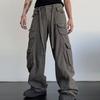 Мужские брюки-карго с несколькими карманами, однотонные, весенне-осенние, прямые брюки свободного покроя, широкие брюки