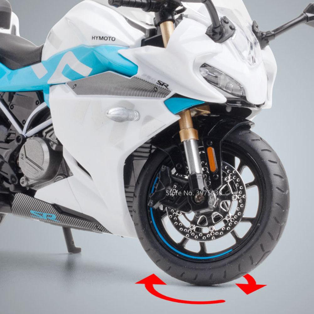1/12 Spring Breeze 250SR Simulation Alloy Diecast Motorcycle Model Shock Absorbers Sound and Light Collection Toy for Kids Gifts