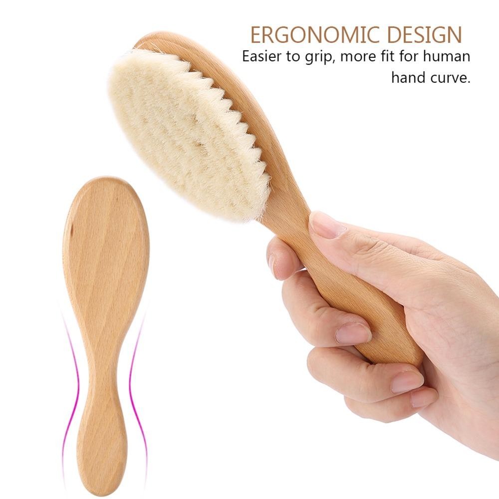 Wooden Handle Oil Head Brush Soft Hair Styling Brush Scalp Grooming Goat Hair Brush  Home Use