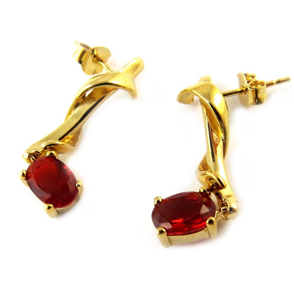 Les Trésors De Lily [C5604] - Red Gold Plated 'Adeline' Earrings