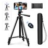 Smartphone Tripod for iPhone with Bluetooth Pan Telescopic Maximum Length Lightweight Mini Tripod with Storage Easy To Compatible with Camera and