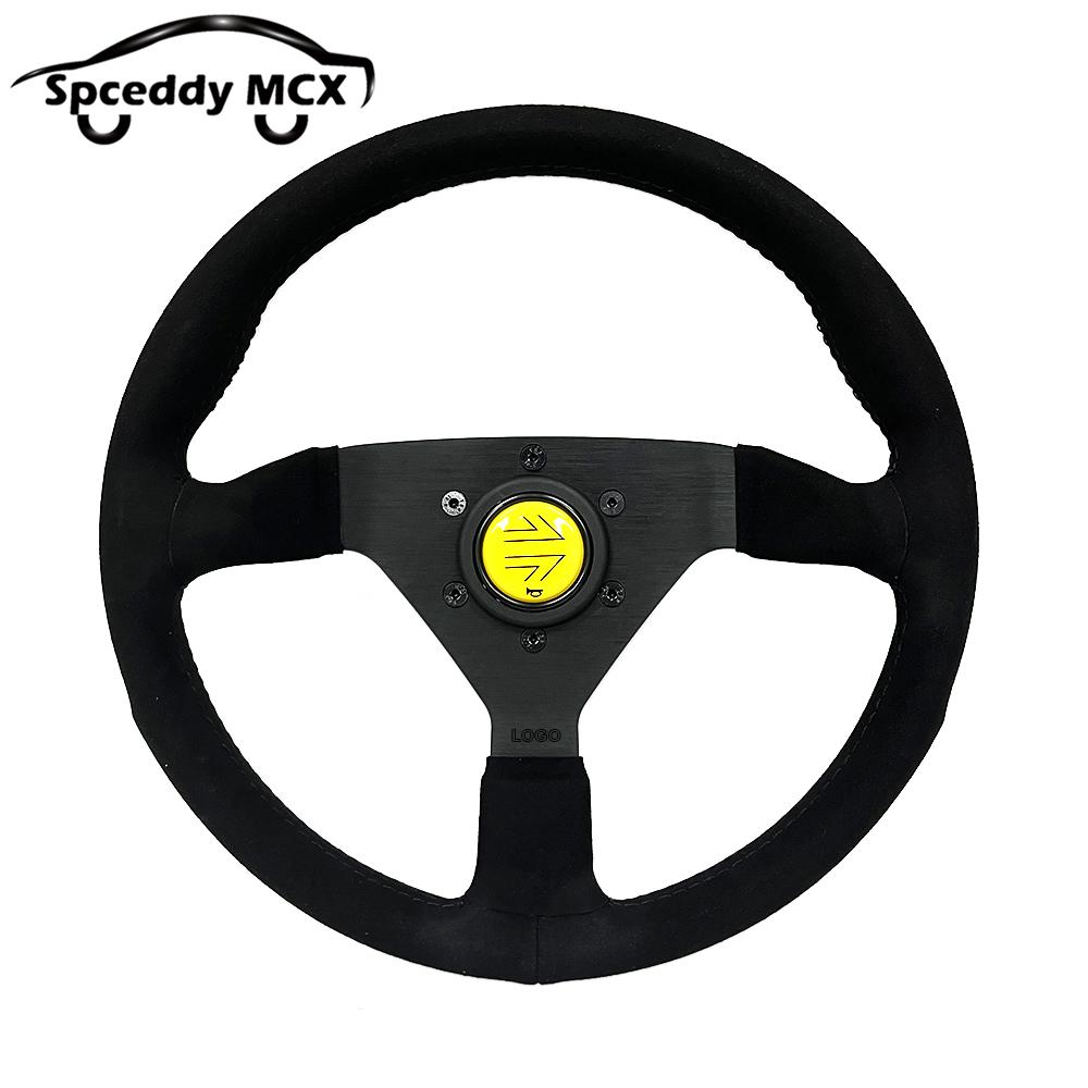 JDM V2 13inch Italy Suede Leather Universal Racing Sport Steering Wheel 320mm Flat Black Red Yellow BlueV232000