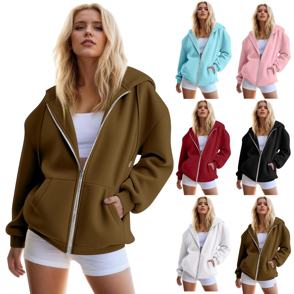 Womens Zip Up Hoodies Oversized Sweatshirts Fall Fashion Outfits Casual Jackets