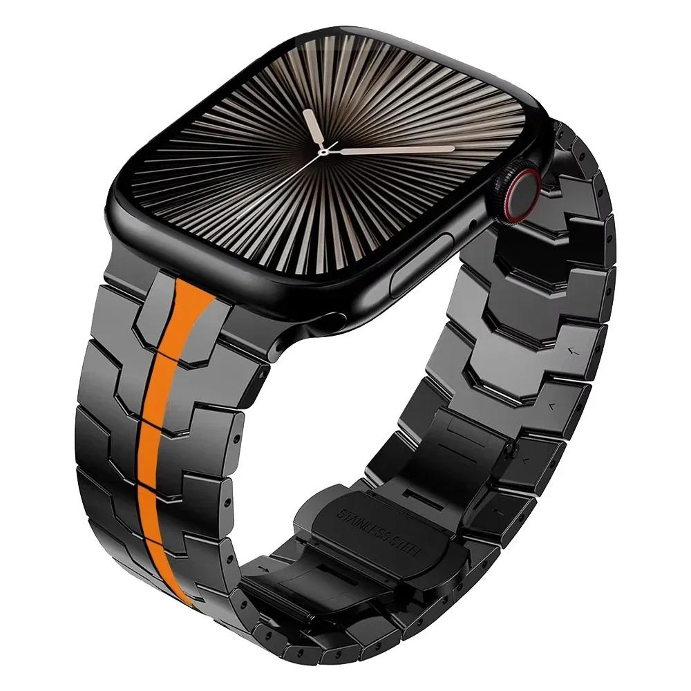 Luxury Stainless Steel Band for Apple Watch Ultra 2 49mm Strap 46mm 44mm 45mm Men Replaced Bracelet for Iwatch 10 9 8 7 6 Se 4 5