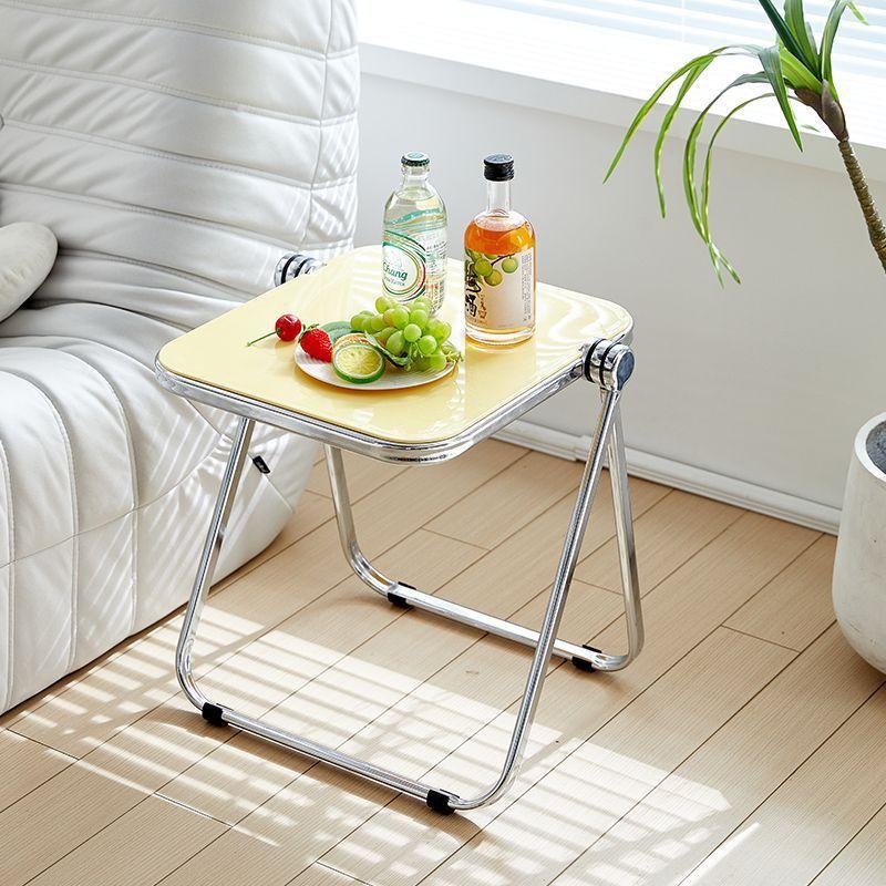 1Pcs Random Color Household Coffee Table Transparent Acrylic Folding Dining Chair Space Saving Portable Home Small Folding Table
